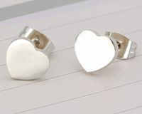 Women's Fashion Heart Stainless Steel No Inlaid Ear Studs Stainless Steel Earrings sku image 1