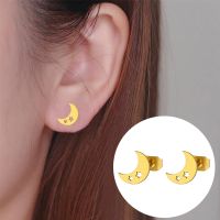 Women's Simple Style Moon Stainless Steel No Inlaid Ear Studs Hollow Out Stainless Steel Earrings main image 5