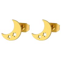 Women's Simple Style Moon Stainless Steel No Inlaid Ear Studs Hollow Out Stainless Steel Earrings sku image 3