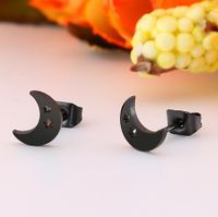 Women's Simple Style Moon Stainless Steel No Inlaid Ear Studs Hollow Out Stainless Steel Earrings sku image 2