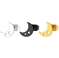 Women's Simple Style Moon Stainless Steel No Inlaid Ear Studs Hollow Out Stainless Steel Earrings main image 1