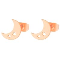Women's Simple Style Moon Stainless Steel No Inlaid Ear Studs Hollow Out Stainless Steel Earrings sku image 4