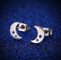 Women's Simple Style Moon Stainless Steel No Inlaid Ear Studs Hollow Out Stainless Steel Earrings sku image 1