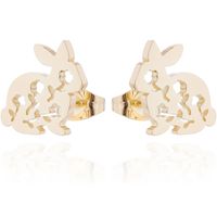 Women's Simple Style Rabbit Stainless Steel No Inlaid Ear Studs Hollow Out Stainless Steel Earrings sku image 3