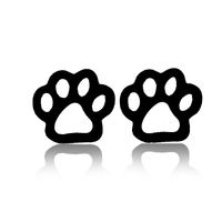 1 Pair Cute Paw Print Stainless Steel Plating Ear Studs main image 4
