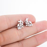 Women's Simple Style Rabbit Stainless Steel No Inlaid Ear Studs Hollow Out Stainless Steel Earrings main image 5