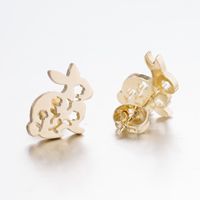 Women's Simple Style Rabbit Stainless Steel No Inlaid Ear Studs Hollow Out Stainless Steel Earrings main image 3