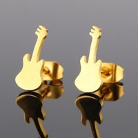Women's Fashion Violin Stainless Steel No Inlaid Ear Studs Stainless Steel Earrings sku image 2