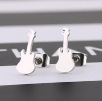 Women's Fashion Violin Stainless Steel No Inlaid Ear Studs Stainless Steel Earrings sku image 1