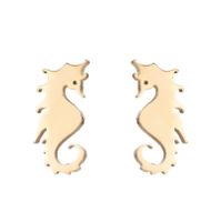 Women's Fashion Hippocampus Stainless Steel No Inlaid Ear Studs Stainless Steel Earrings sku image 2