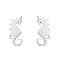Women's Fashion Hippocampus Stainless Steel No Inlaid Ear Studs Stainless Steel Earrings sku image 1
