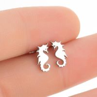 Women's Fashion Hippocampus Stainless Steel No Inlaid Ear Studs Stainless Steel Earrings main image 2