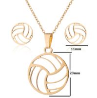 Women's Fashion Korean Style Volleyball Stainless Steel Alloy Pendant Necklace Ear Studs Plating Jewelry Sets main image 5