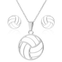 Women's Fashion Korean Style Volleyball Stainless Steel Alloy Pendant Necklace Ear Studs Plating Jewelry Sets sku image 1