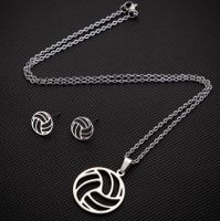 Women's Fashion Korean Style Volleyball Stainless Steel Alloy Pendant Necklace Ear Studs Plating Jewelry Sets main image 2
