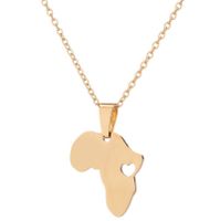 201 Stainless Steel 18K Gold Plated Fashion Plating Map Pendant Necklace sku image 2