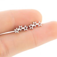 Women's Fashion Korean Style Geometric Star Stainless Steel No Inlaid Ear Studs Stainless Steel Earrings main image 4