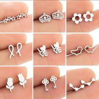 Women's Fashion Korean Style Geometric Star Stainless Steel No Inlaid Ear Studs Stainless Steel Earrings main image 1