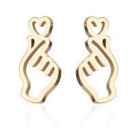 1 Pair Sweet Gesture Heart Shape Stainless Steel Plating Ear Studs sku image 3