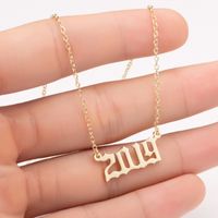 Women's Fashion Number Stainless Steel Pendant Necklace Plating Stainless Steel Necklaces sku image 36