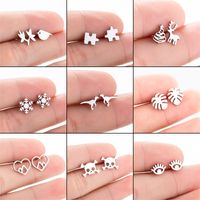 Women's Simple Style Geometric Snowflake Stainless Steel No Inlaid Ear Studs Stainless Steel Earrings main image 1