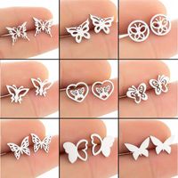 Women's Simple Style Butterfly Stainless Steel No Inlaid Ear Studs Plating Stainless Steel Earrings main image 1