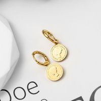 Women's Retro Fashion Portrait Coin Titanium Steel No Inlaid Earrings Plating Stainless Steel Earrings main image 4