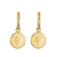 Women's Retro Fashion Portrait Coin Titanium Steel No Inlaid Earrings Plating Stainless Steel Earrings main image 3