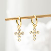 Mode Einfacher Stil Kreuzen Überzug Titan Stahl Künstliche Edelsteine Ohrringe main image 1