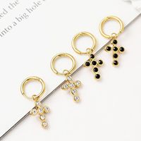 Mode Einfacher Stil Kreuzen Überzug Titan Stahl Künstliche Edelsteine Ohrringe main image 5