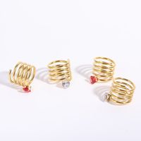 Simple Style Heart The Answer Stainless Steel Zircon Rings Gold Plated Stainless Steel Rings main image 4