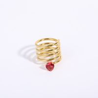 Simple Style Heart The Answer Stainless Steel Zircon Rings Gold Plated Stainless Steel Rings sku image 2