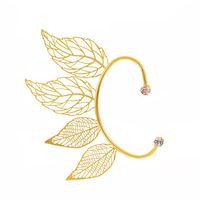 Women's Fairy Style Leaf Copper No Inlaid Earrings Hollow Out Clip&cuff Earrings main image 4