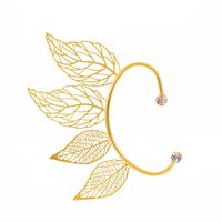 Women's Fairy Style Leaf Copper No Inlaid Earrings Hollow Out Clip&cuff Earrings sku image 4