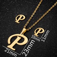 Women's Fashion Simple Style Letter Stainless Steel Pendant Necklace Ear Studs Plating Jewelry Sets sku image 41