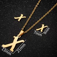 Women's Fashion Simple Style Letter Stainless Steel Pendant Necklace Ear Studs Plating Jewelry Sets sku image 49