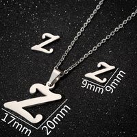 Women's Fashion Simple Style Letter Stainless Steel Pendant Necklace Ear Studs Plating Jewelry Sets sku image 26