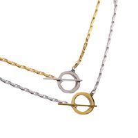 Niche Minimalist Style Light Luxury Ot Buckle Necklace Two-color Color Matching Necklace Stainless Steel Bearing Seat Twin Basic Chain main image 5