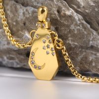 Unisex Romantic Star Moon Bottle Titanium Steel Zircon Necklace Stainless Steel Necklaces main image 1