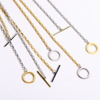 Niche Minimalist Style Light Luxury Ot Buckle Necklace Two-color Color Matching Necklace Stainless Steel Bearing Seat Twin Basic Chain main image 3