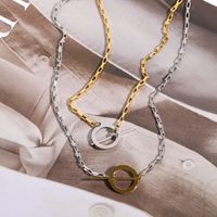 Niche Minimalist Style Light Luxury Ot Buckle Necklace Two-color Color Matching Necklace Stainless Steel Bearing Seat Twin Basic Chain main image 2