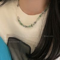 Multi-element Cyan Gravel Flower Necklace Women's Design Stitching Necklace Ins Advanced Internet Celebrity All-match Clavicle Chain main image 2