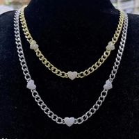 Unisex Fashion Heart Shape Copper Necklace Inlaid Zircon Zircon Necklaces sku image 4