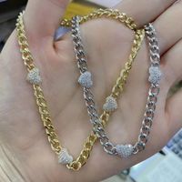 Unisex Fashion Heart Shape Copper Necklace Inlaid Zircon Zircon Necklaces main image 4