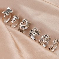 Retro Ring Love Butterfly 6-piece Set Korean Style Normcore Ring Ornament Internet Celebrity Same Style Street Racket Jewelry Wholesale main image 2