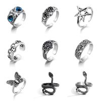 European And American Exaggerated Animal Ring Alloy Distressed Joint Ring Cross-border Metal Open Ring Frog Snake-shaped main image 3