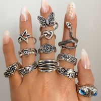 European And American Exaggerated Animal Ring Alloy Distressed Joint Ring Cross-border Metal Open Ring Frog Snake-shaped main image 1