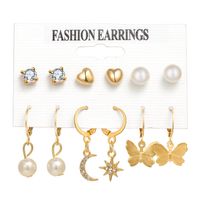 Fashion Star Butterfly Twist Imitation Pearl Alloy Rhinestone Women's Earrings 1 Set sku image 1