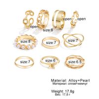 New Butterfly Pearl Ring 10-piece Set Adjustable Europe And America Cross Border Fashion Ins Ring Set For Women main image 4