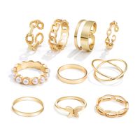 New Butterfly Pearl Ring 10-piece Set Adjustable Europe And America Cross Border Fashion Ins Ring Set For Women sku image 1